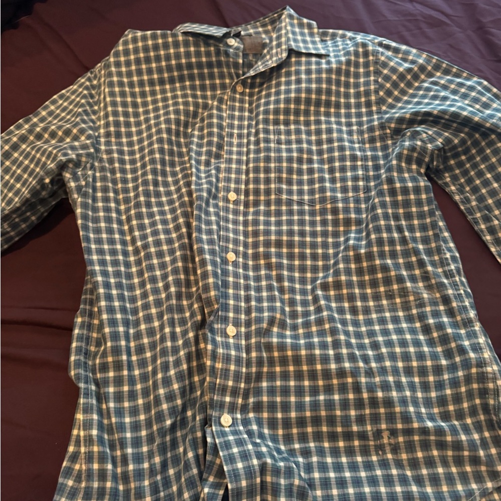 Banana Republic Blue and White Casual Button Down Shirt